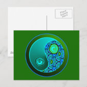 Aqua Wirbel Yin Yang Postkarte (Vorne/Hinten)