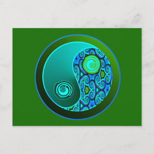 Aqua Wirbel Yin Yang Postkarte