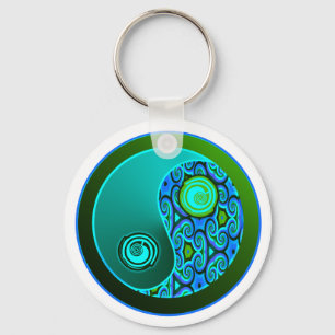 Aqua Wirbel Yin Yang Schlüsselanhänger