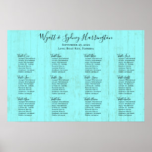 Aqua Wood Grain Driftwood Empfang Seekarte Poster