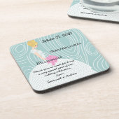 Aqua WoodGrain Pattern Blonde Bridesmaid Untersetz Untersetzer (Linke Seite)
