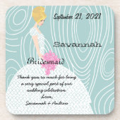 Aqua WoodGrain Pattern Blonde Bridesmaid Untersetz Untersetzer (Vorderseite)