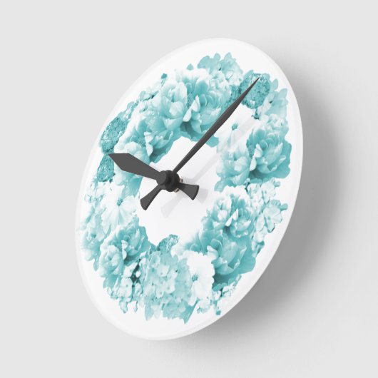 Aqua Wreath Blume Clock Runde Wanduhr (Winkel)