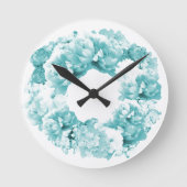 Aqua Wreath Blume Clock Runde Wanduhr (Vorderseite)