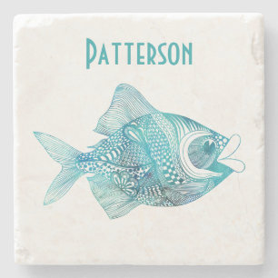 Aqua-wunderliche Fisch-personalisierter Steinuntersetzer
