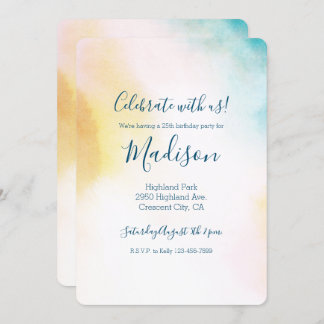 Aqua Yellow Blush Gefärbte Krawatte Ombre Einladung