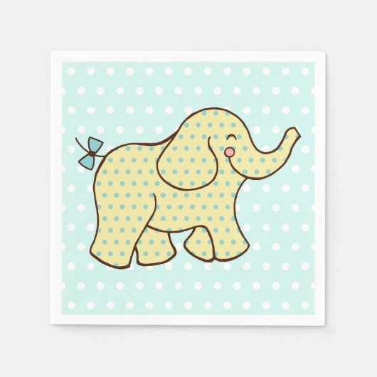 Aqua Yellow Elephant Napkins Serviette (Vorderseite)
