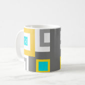 Aqua Yellow Grey White Geometric Color Block Kaffeetasse (Vorderseite Links)