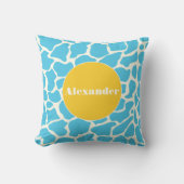 Aqua Yellow Monogram Giraffe Pattern Pillow Kissen (Vorderseite)