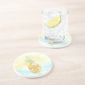 Aqua Yellow Pineapa Goldener Traum Getränkeuntersetzer (Seite)