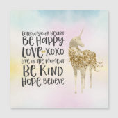 Aqua Yellow Pink Wasserfarbe Inspiration Einhorn Magnetkarte (Vorderseite)