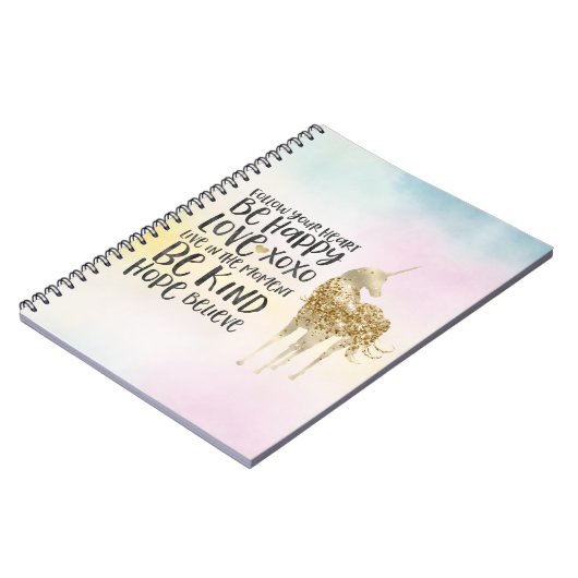 Aqua Yellow Pink Wasserfarbe Inspiration Einhorn Notizblock (Linke Seite)