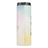 Aqua Yellow Pink Wasserfarbe Inspiration Einhorn Thermosbecher (Rückseite)