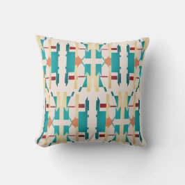 Aqua Yellow Red Beige Südwest Look Large Mosaik Kissen