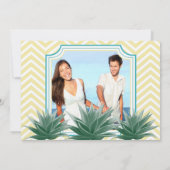 Aqua Yellow Succulent ModernTypografy Wedding Einladung (Rückseite)