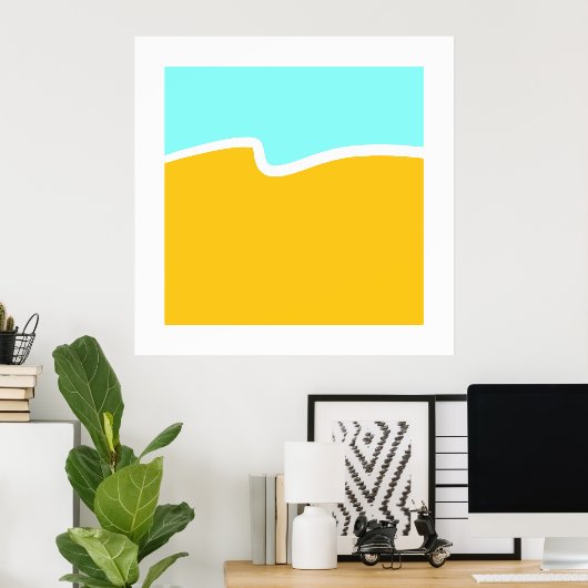 Aqua Yellow Wave Color Block Poster (Heimbüro)