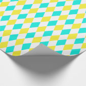 Aqua Yellow White Harlequin Diamond Muster Geschenkpapier (Ecke)