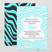 Aqua Zebra Abschluss Einladung Custom Color (Vorne/Hinten)
