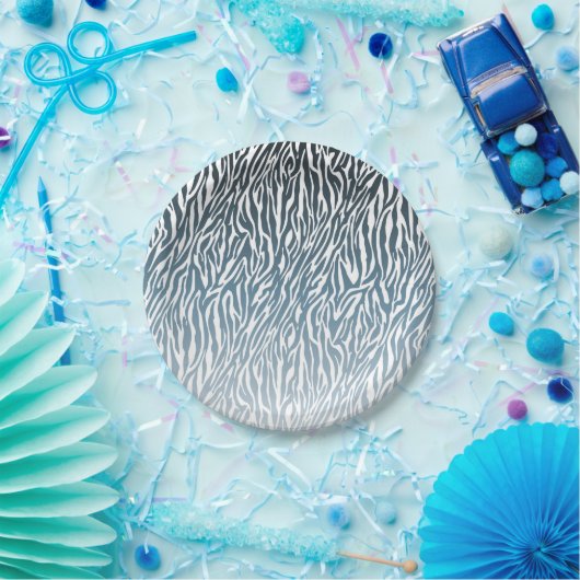 Aqua Zebra Print Ombre Pappteller (Party)