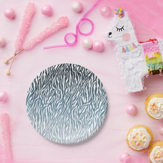 Aqua Zebra Print Ombre Pappteller (Party)