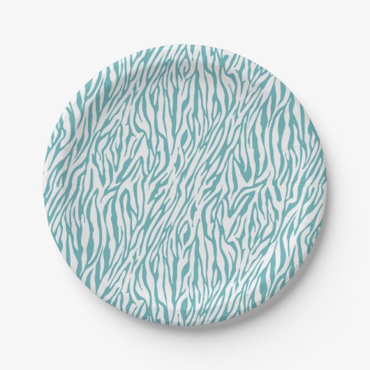 Aqua Zebra Print Pappteller (Vorderseite)