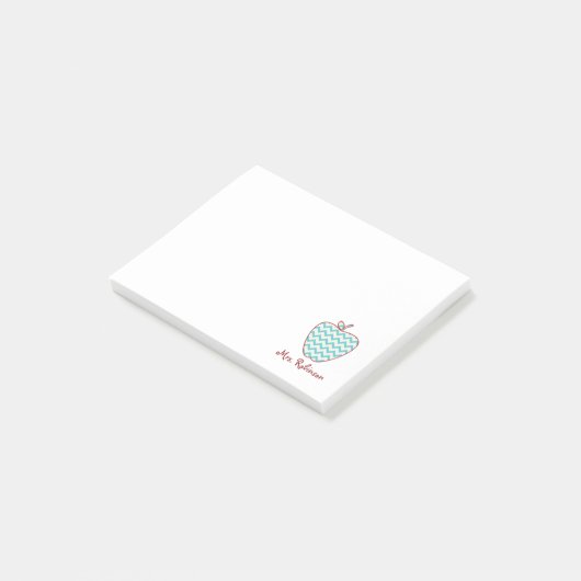 Aqua Zickzack Apple Lehrer Nachhinweise Post-it Klebezettel (angewinkelt)