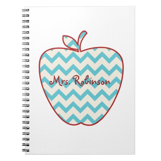 Aqua-Zickzack Apple-Lehrer Notizblock (Vorderseite)