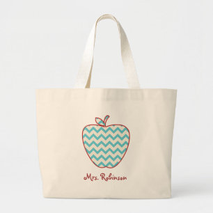 Aqua-Zickzack Apple-Lehrer-Tasche Jumbo Stoffbeutel