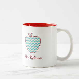 Aqua-Zickzack Apple-Lehrer-Tasse Zweifarbige Tasse
