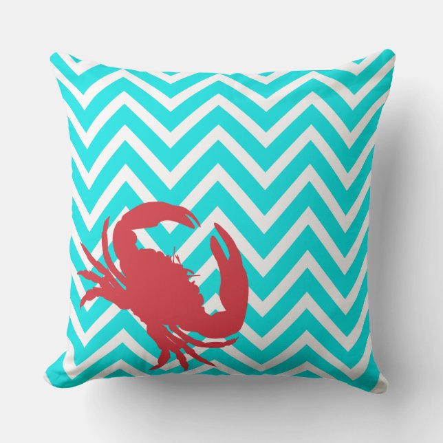 Aqua Zickzack Crabby Chic Accent Pillow Kissen (Vorderseite)