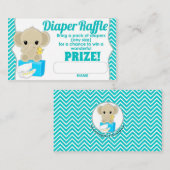 Aqua Zickzack Elephant Diaper Raffle Tickets 100pk Begleitkarte (Vorne/Hinten)