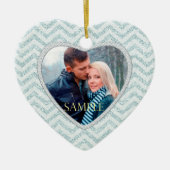 Aqua Zickzack Icy Sparkle Template Keramikornament (Vorne)