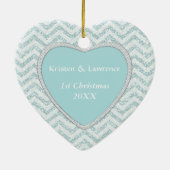 Aqua Zickzack Icy Sparkle Template Keramikornament (Hinten)