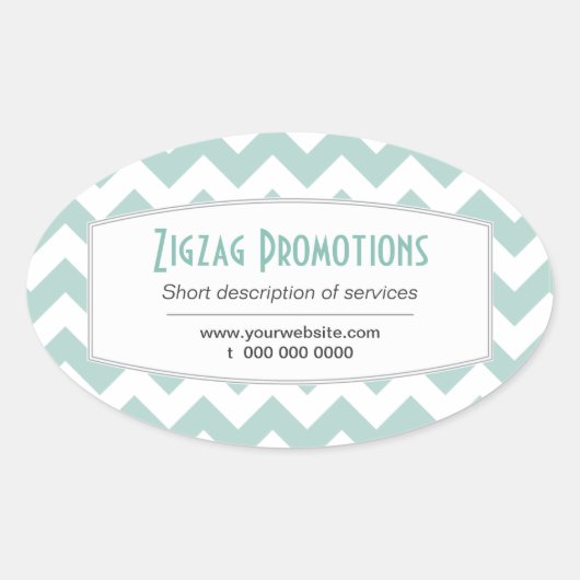 Aqua Zickzack Ovaler Aufkleber (Vorderseite)