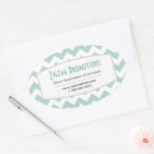 Aqua Zickzack Ovaler Aufkleber (Umschlag)