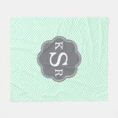 Aqua-Zickzack personalisiertes Monogramm Fleecedecke (Vorderseite (Horizontal))