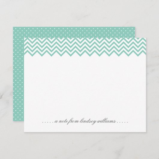 Aqua Zickzack und Tiny Dots Personalisiert Station Einladung (Vorne/Hinten)