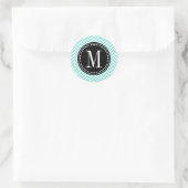 Aqua Zickzack Zigzag Personalisiert Monogram Runder Aufkleber (Tasche)