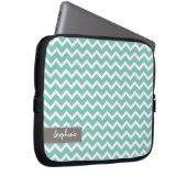 Aqua Zig Zag Chevrons Pattern Laptopschutzhülle (Vorne Rechts)