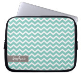Aqua Zig Zag Chevrons Pattern Laptopschutzhülle (Vorderseite)