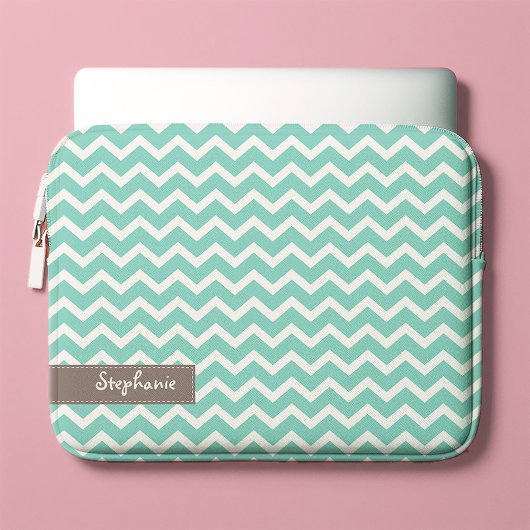 Aqua Zig Zag Chevrons Pattern Laptopschutzhülle