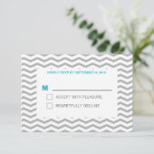 Aqua Zig Zag RSVP Karte (Stehend Vorderseite)