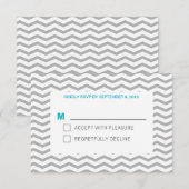 Aqua Zig Zag RSVP Karte (Vorne/Hinten)