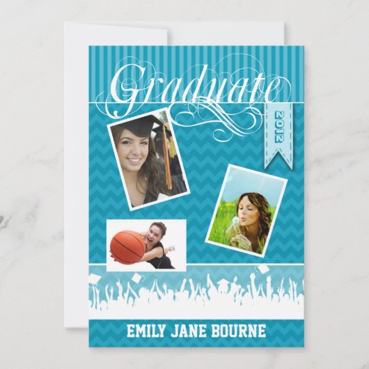 Aqua Zig Zag Senior Picture Class Ankündigung (Vorderseite)