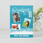 Aqua Zig Zag Senior Picture Class Ankündigung (Stehend Vorderseite)