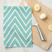 Aqua ZigZag-Chevrons-Muster {Nimm deine Farbe} Geschirrtuch (Viertel Falte)