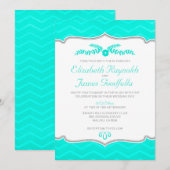 Aqua Zigzag Hochzeit Einladungen (Vorne/Hinten)