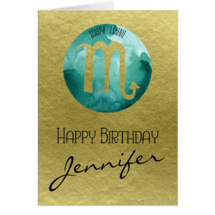 Aqua Zodiac Sign Scorpio auf Gold Hintergrund