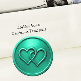 Aqua Zwei Herzen Verschlungene Hochzeit Runder Aufkleber