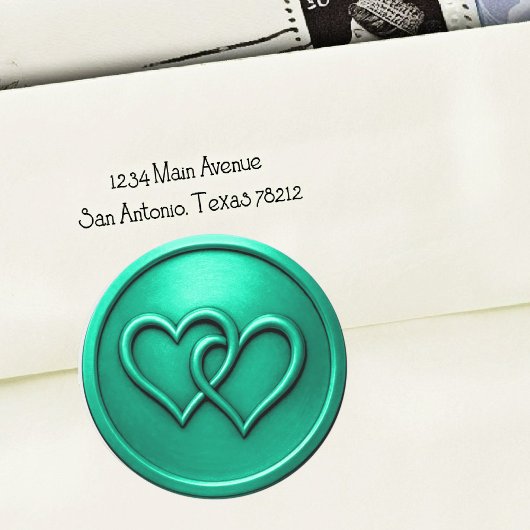 Aqua Zwei Herzen Verschlungene Hochzeit Runder Aufkleber